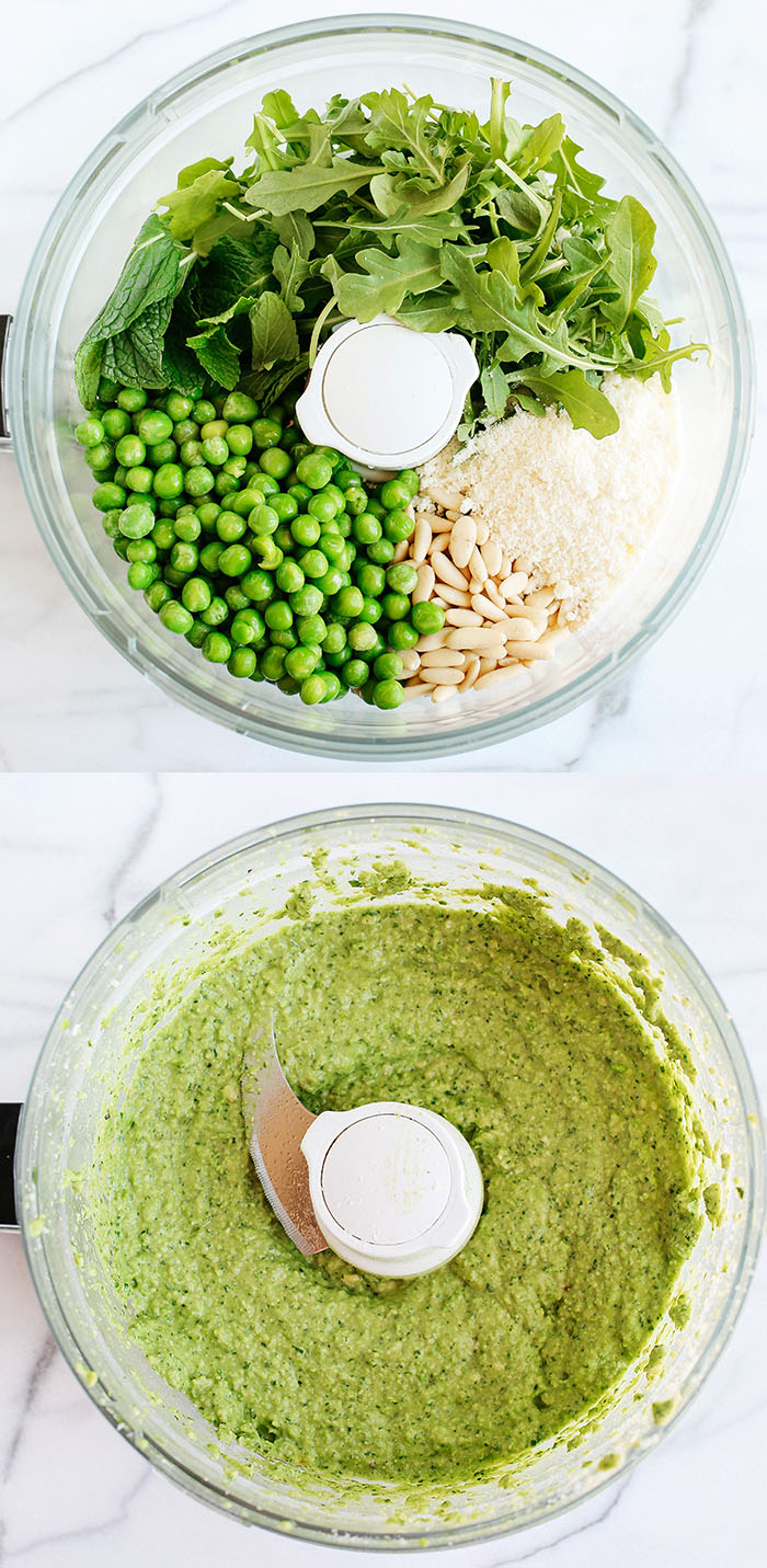 This light and fresh Pea and Arugula Pesto Pasta Salad is the perfect meal or side dish that is easy to make, healthy and delicious!