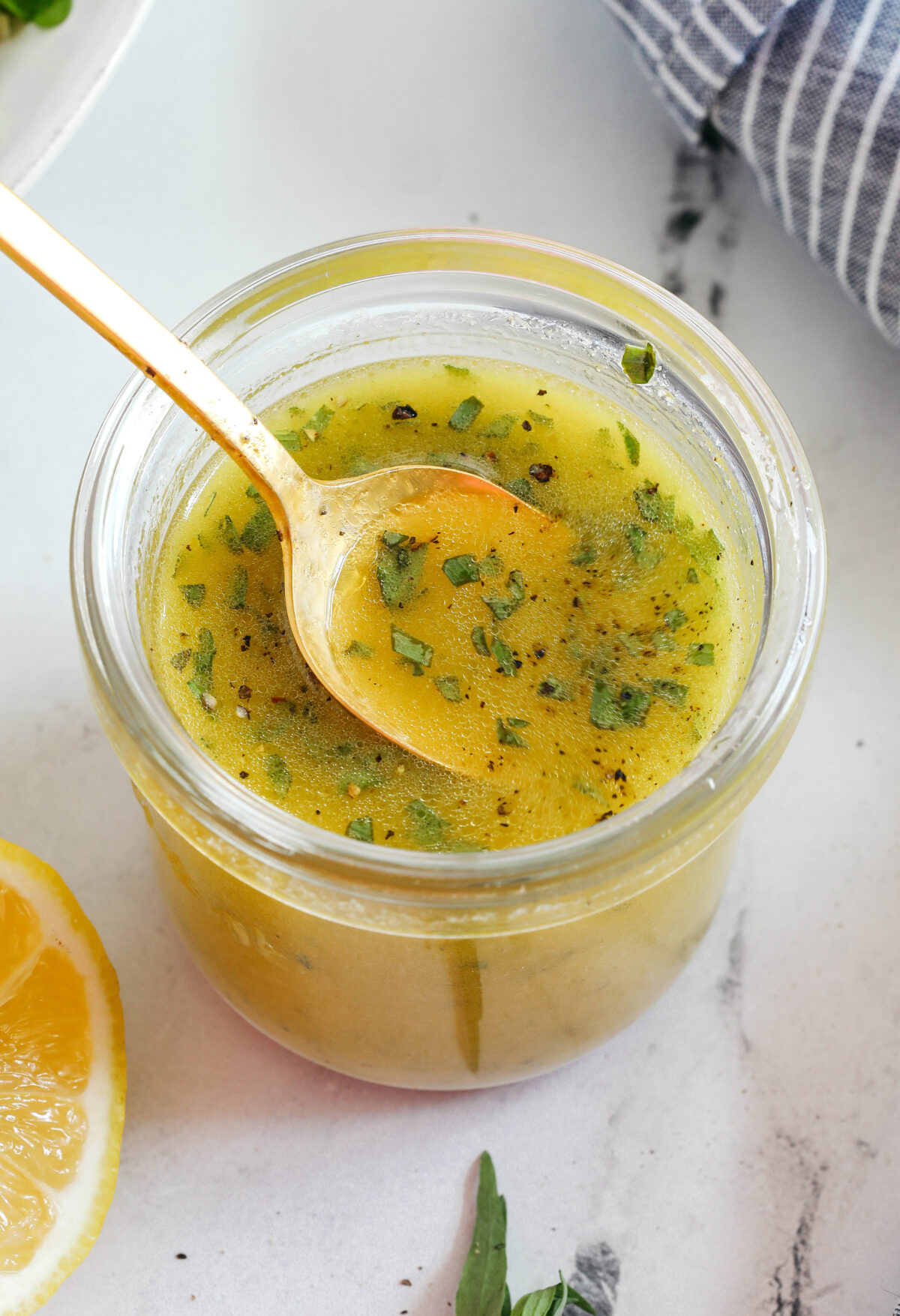 Bright and fresh Lemon Tarragon Salad Dressing made in minutes with just a few simple pantry ingredients!  Perfect for salads, veggies, marinades, and more!