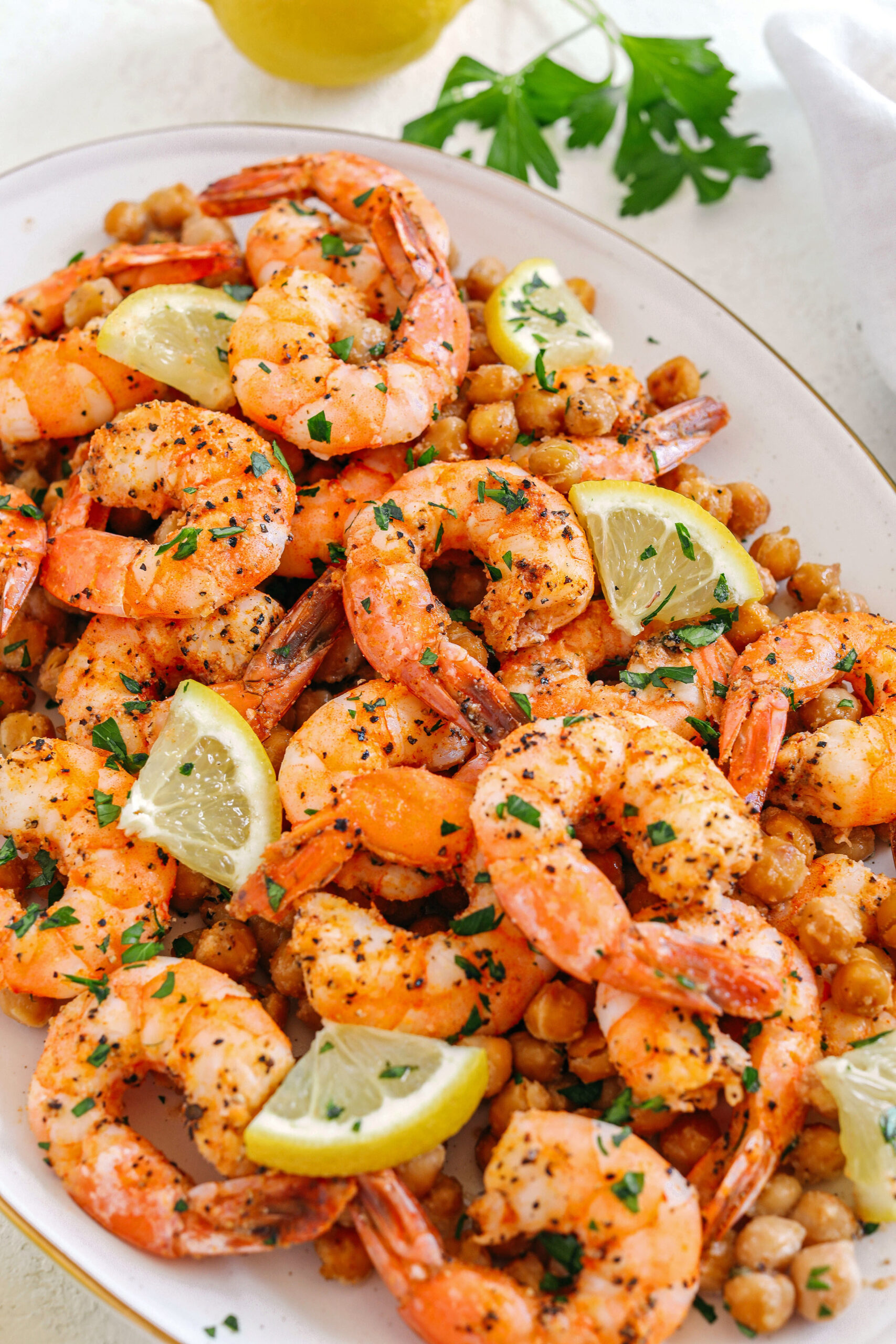 Lemon Garlic Shrimp with Chickpeas