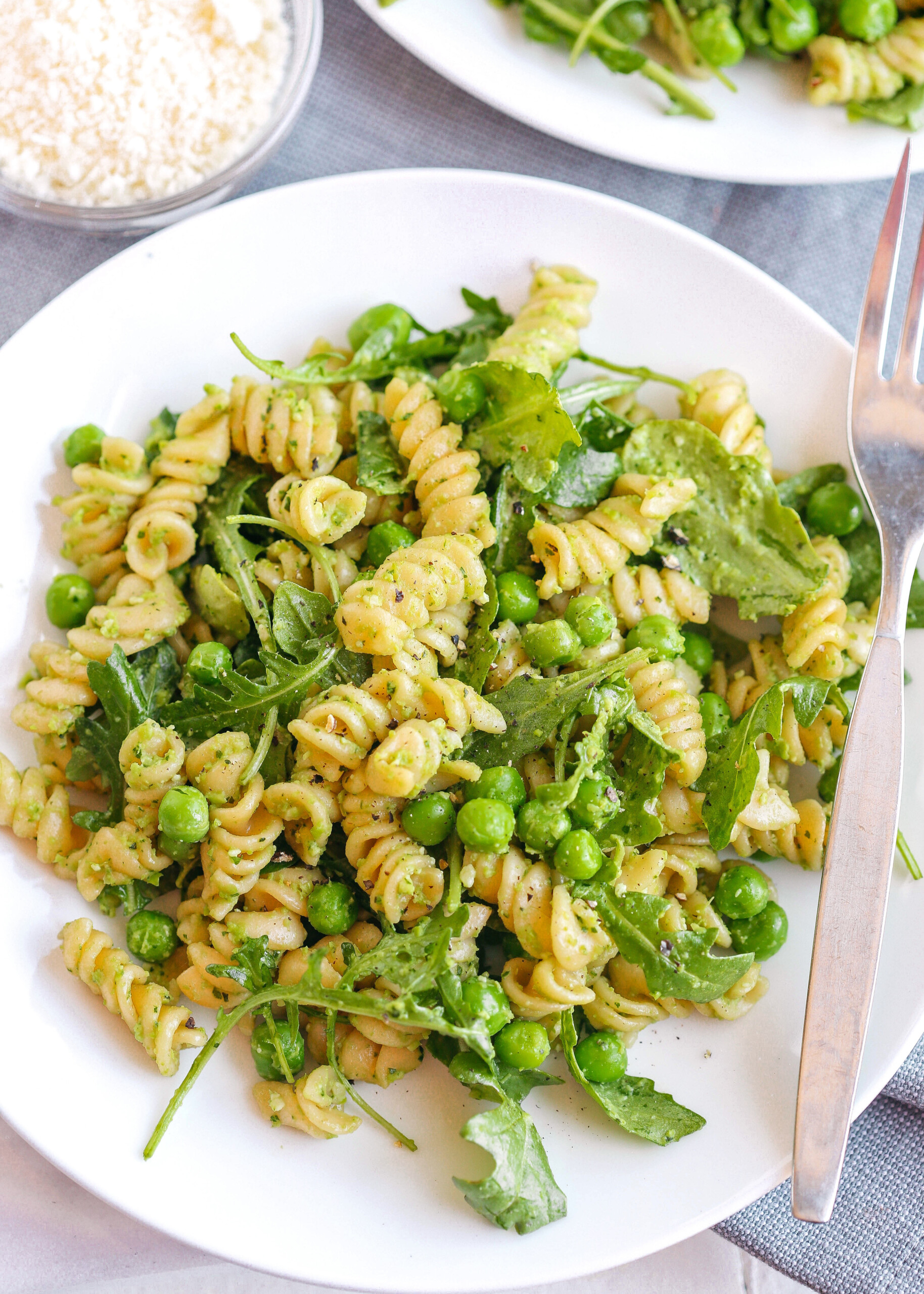 Pea and Arugula Pesto Pasta Salad